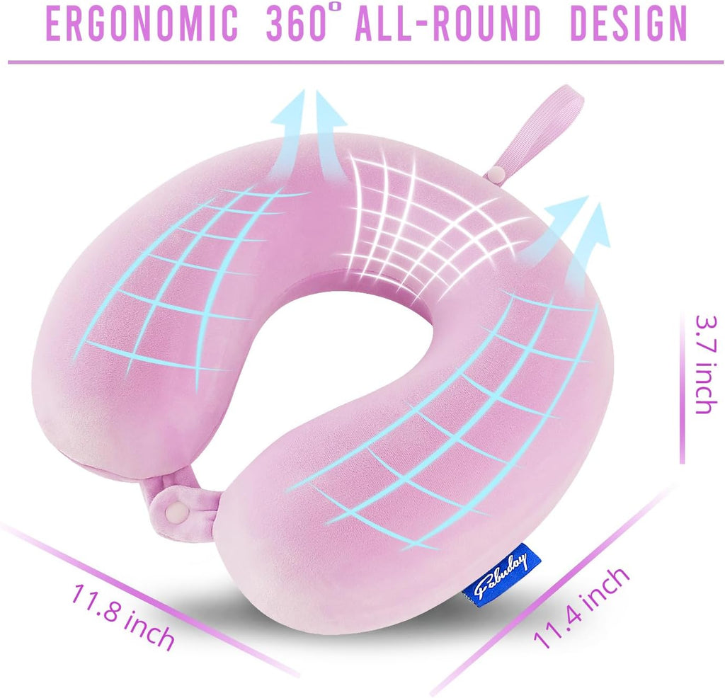 Fabuday Travel Pillow Memory Foam for Airplanes - Neck Pillow for Traveling, Car, Home, Flight Pillow for Sleeping with Attachable Snap Str…