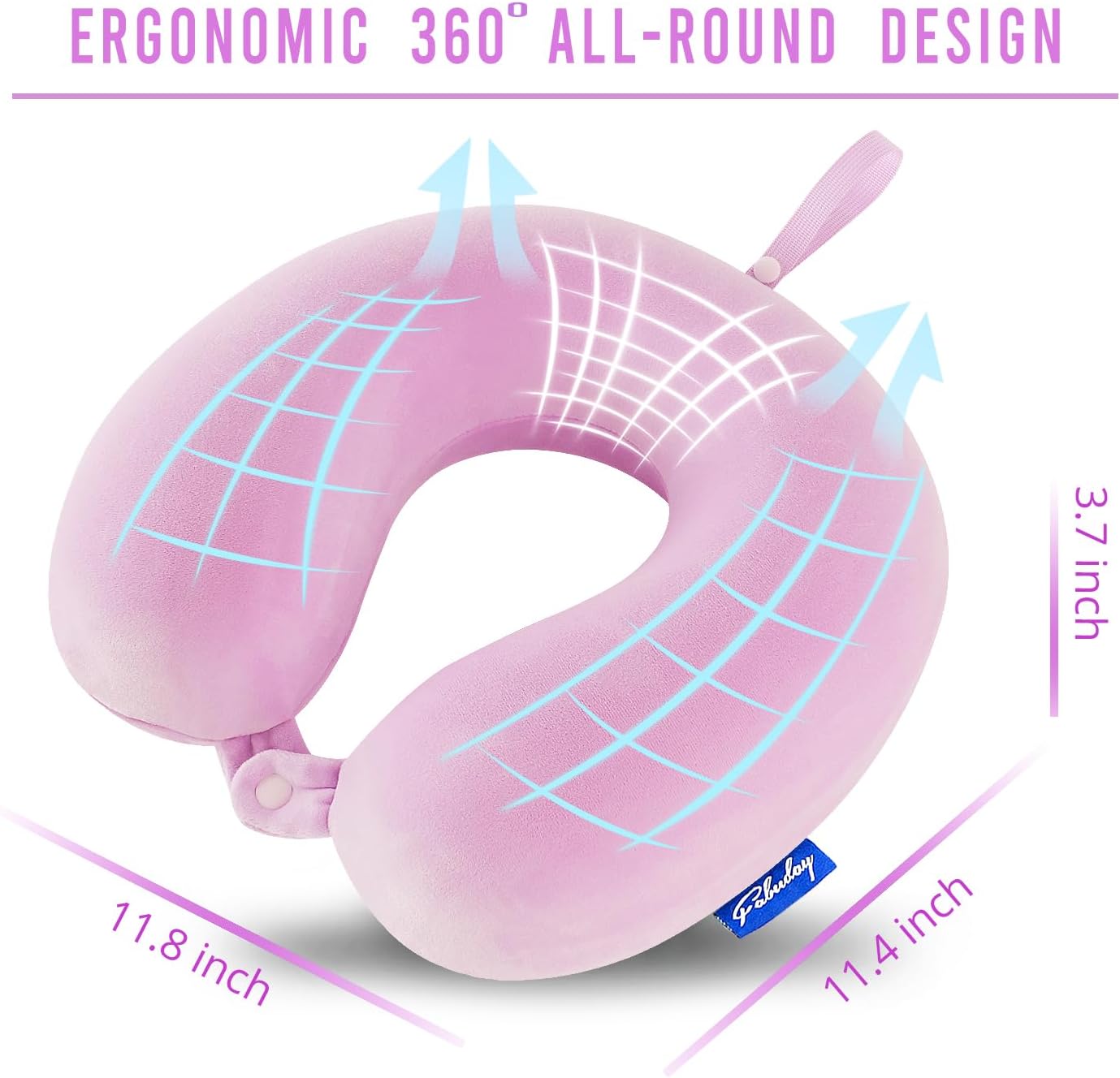 Fabuday Travel Pillow Memory Foam for Airplanes - Neck Pillow for Traveling, Car, Home, Flight Pillow for Sleeping with Attachable Snap Str…