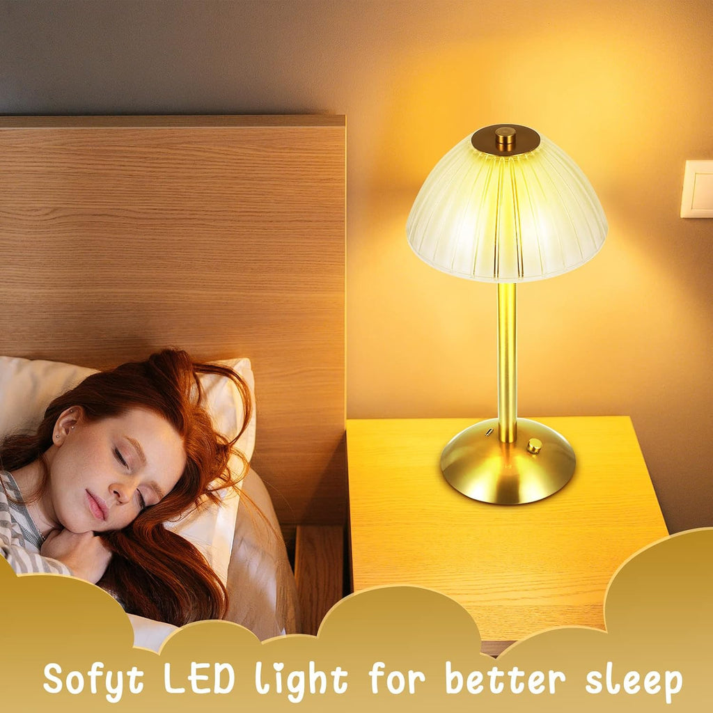 Liliful 2 Pcs Cordless Table Lamp Rechargeable Touch LED Small Gold Portable Battery Operated USB-c Desk Lamp 3 Color Dimmable for…