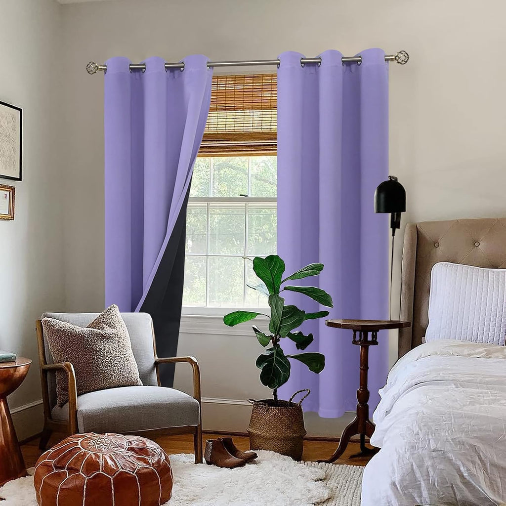 BGment Thermal Insulated 100% Blackout Curtains for Bedroom with Black Liner, Double Layer Full Room Darkening Noise Reducing Grommet Curta…