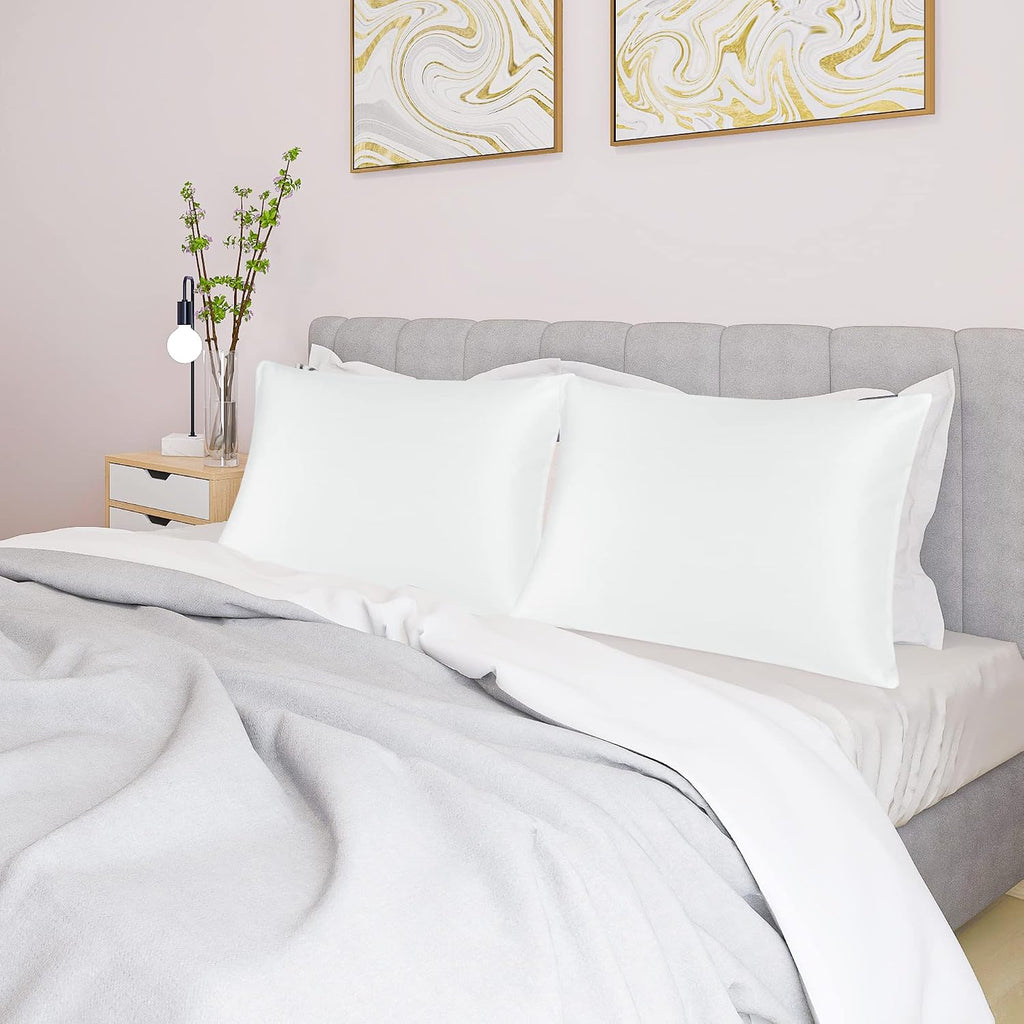 uxcell 2 Pack Silk Satin Pillowcase for Hair and Skin, Cool, Silky, Soft Breathable Pillow Cases Queen Size 20x30 Inch Sateen Pillowcase Sn…