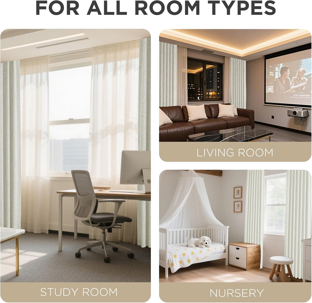 Joydeco Blackout Curtains for Bedroom - 108 Inch Long 100% Light Blocking 2 Panels Beige Drapes, Thermal Insulated Room Darkening…
