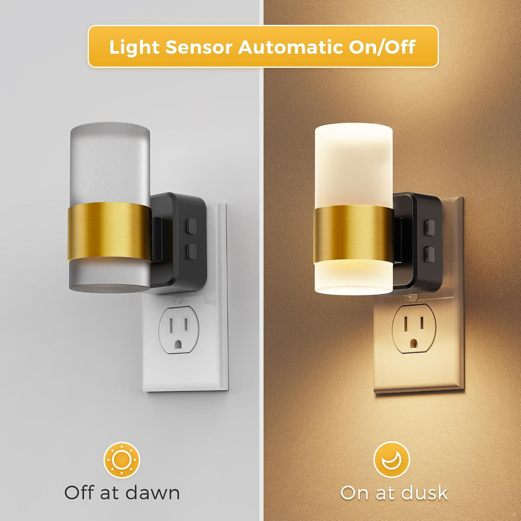 L LOHAS LED Night Light, Night Lights Plug into Wall, Dusk to Dawn Sensor,3000K Soft White, Brightness Adjustable,180°Rotating Acrylic…