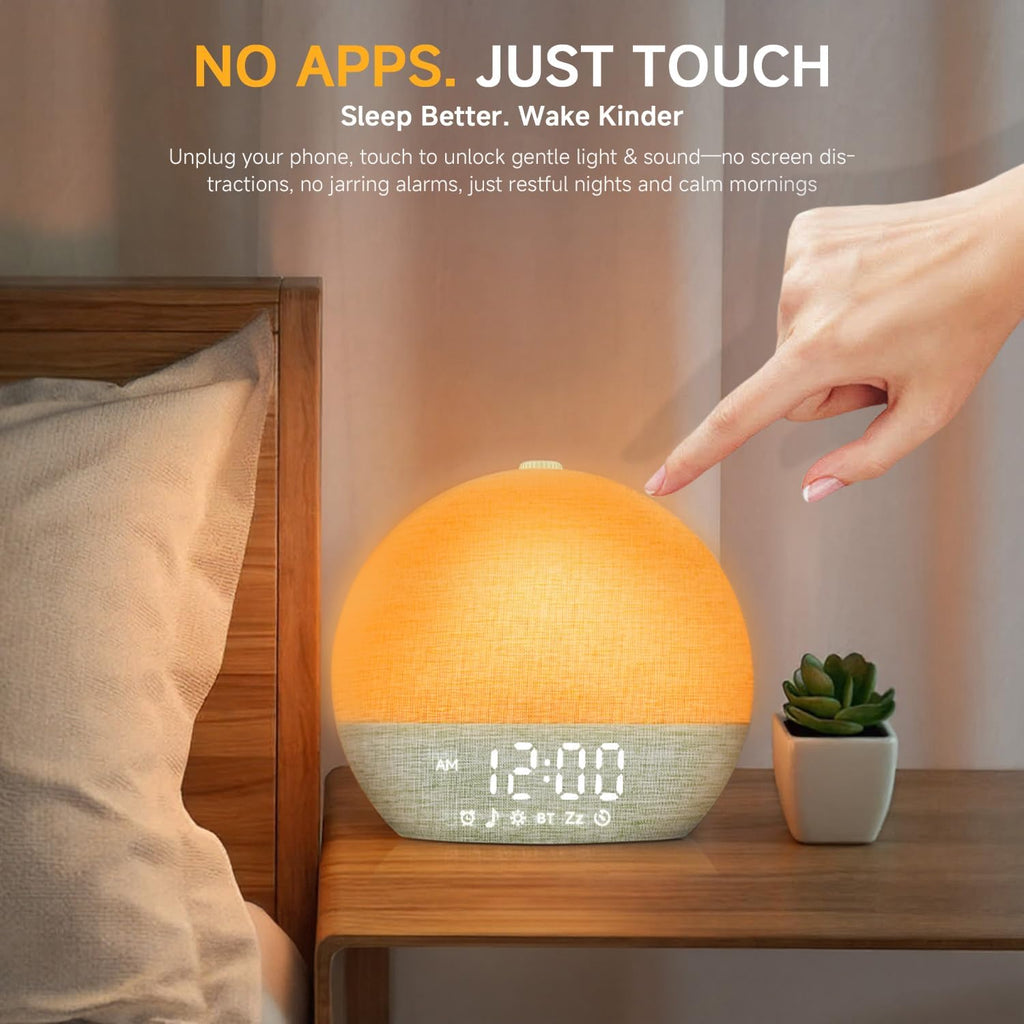 Geuuap Sunrise Alarm Clock White Noise Sound Machine for Bedroom | Natural Wake-Up Light with 30 Soothing Sleep Aids, Bluetooth Speaker…