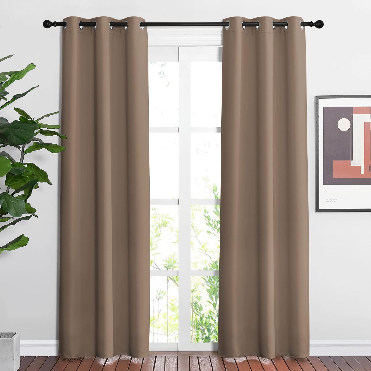 Nicetown Blackout Window Curtains 84 inch Long - Grommet Top Room Darkening Thermal Insulated Solid Vertical Drapes for Bedroom/Kid Room (2…