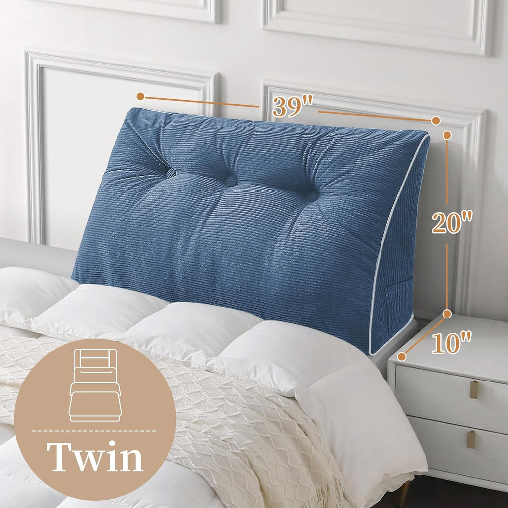 Sasttie Headboard Pillow Twin/Twin XL, Wedge Pillow Headboard for Dorm, Triangular Daybed Backrest Cushion for Sitting or Reading in Bed, w…