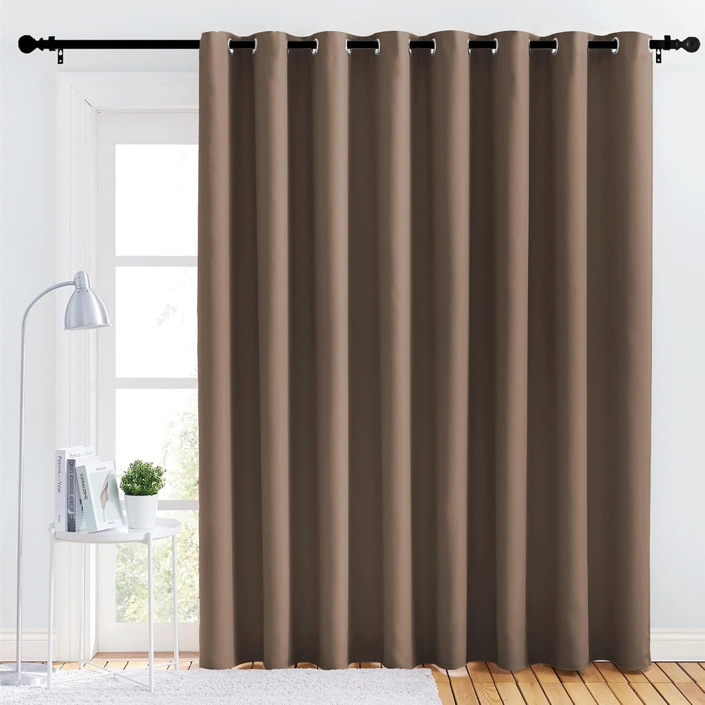 NICETOWN Patio Glass Door Panel - 120" W x 84" L, Cappuccino Blackout Curtain for Bedroom/Living Room, Privacy Panel for Dining/Guest Room