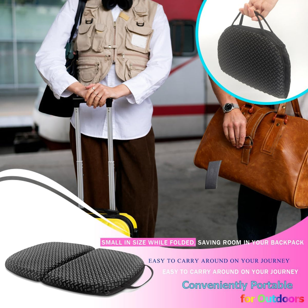 masteymoh Small Foldable Seat Cushion 0.9-Inch Thick, 14 x 9.6 Inches Portable Cooling Gel Seat Cushion for Pressure Relief, Light Seat Cus…