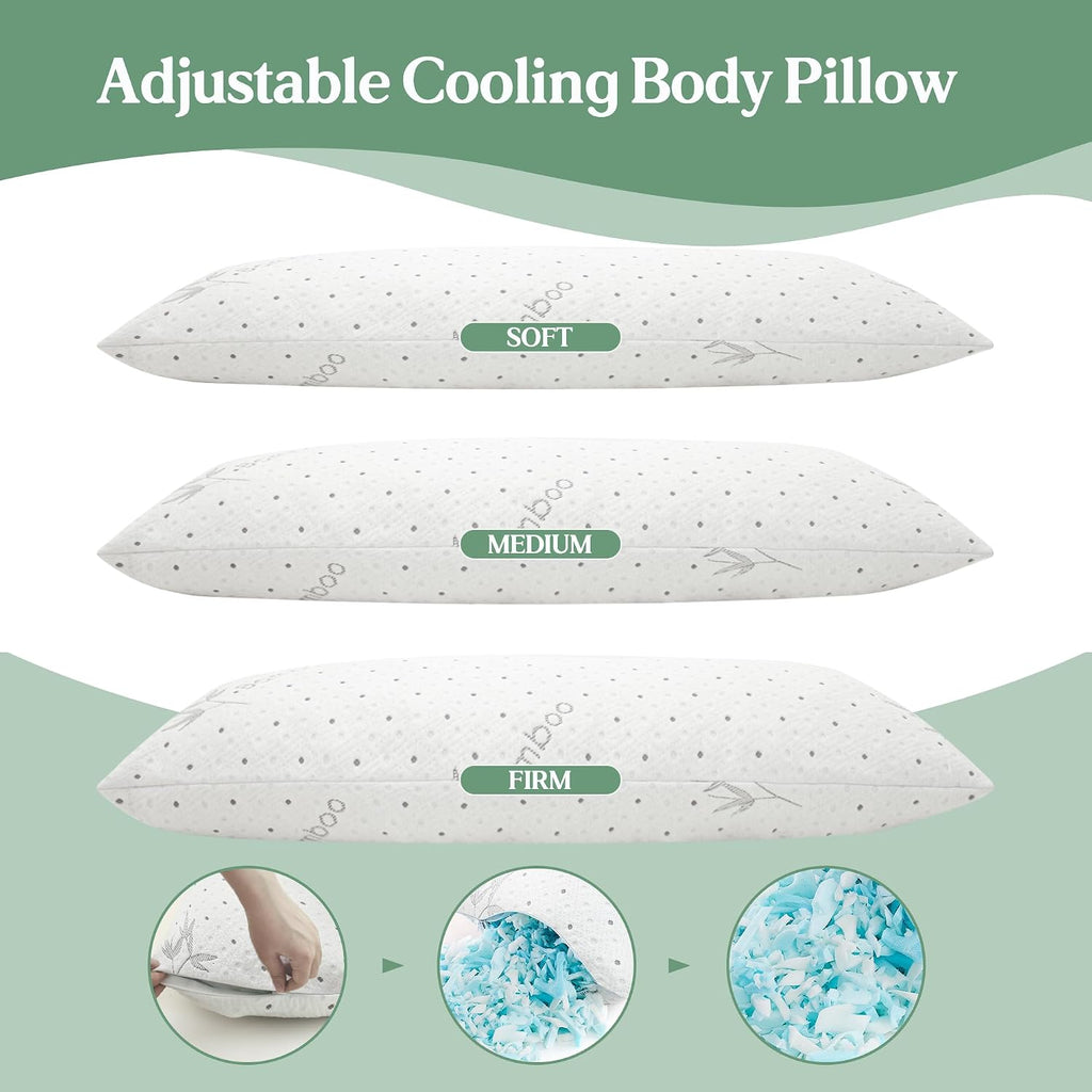 Dreamood Body Pillow Firmer 3200g 100% Shredded Memory Foam Body Pillows for Adults Side Sleeper Pregnancy Full Body Pillow 20x54 inch Adju…