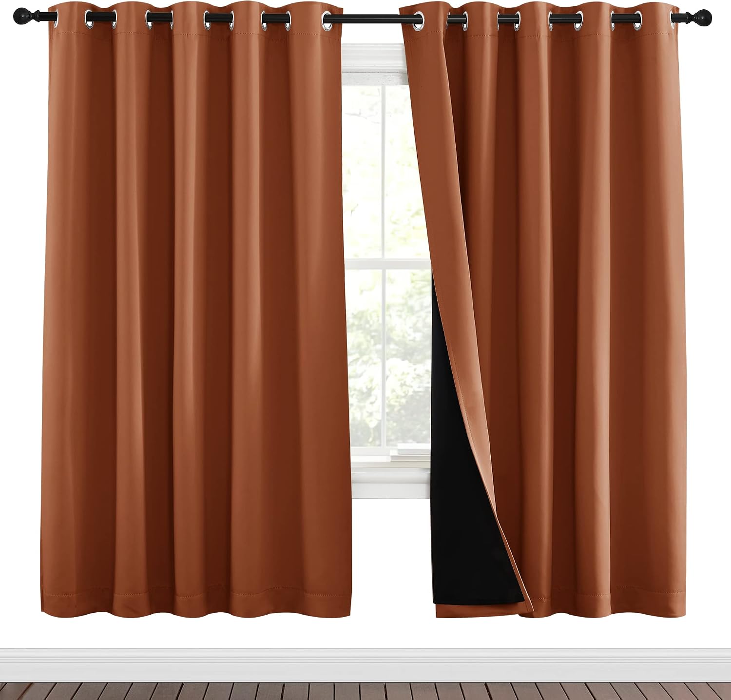 Nicetown 100% Blackout Window Curtain Panels, Full Light Blocking Drapes with Black Liner for Nursery, 72-inch Drop Thermal Insulated Drape…