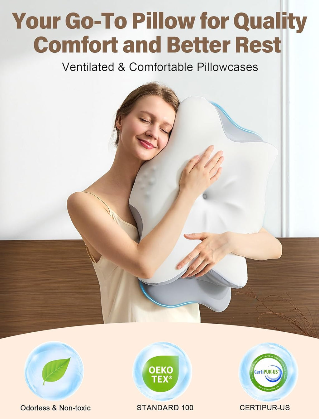 Vjasd Cervical Neck Pillow for – Ergonomic Memory Foam Pillow for Side Sleeper Contour Orthopedic Bed Pillow for Neck Support with Cooling…