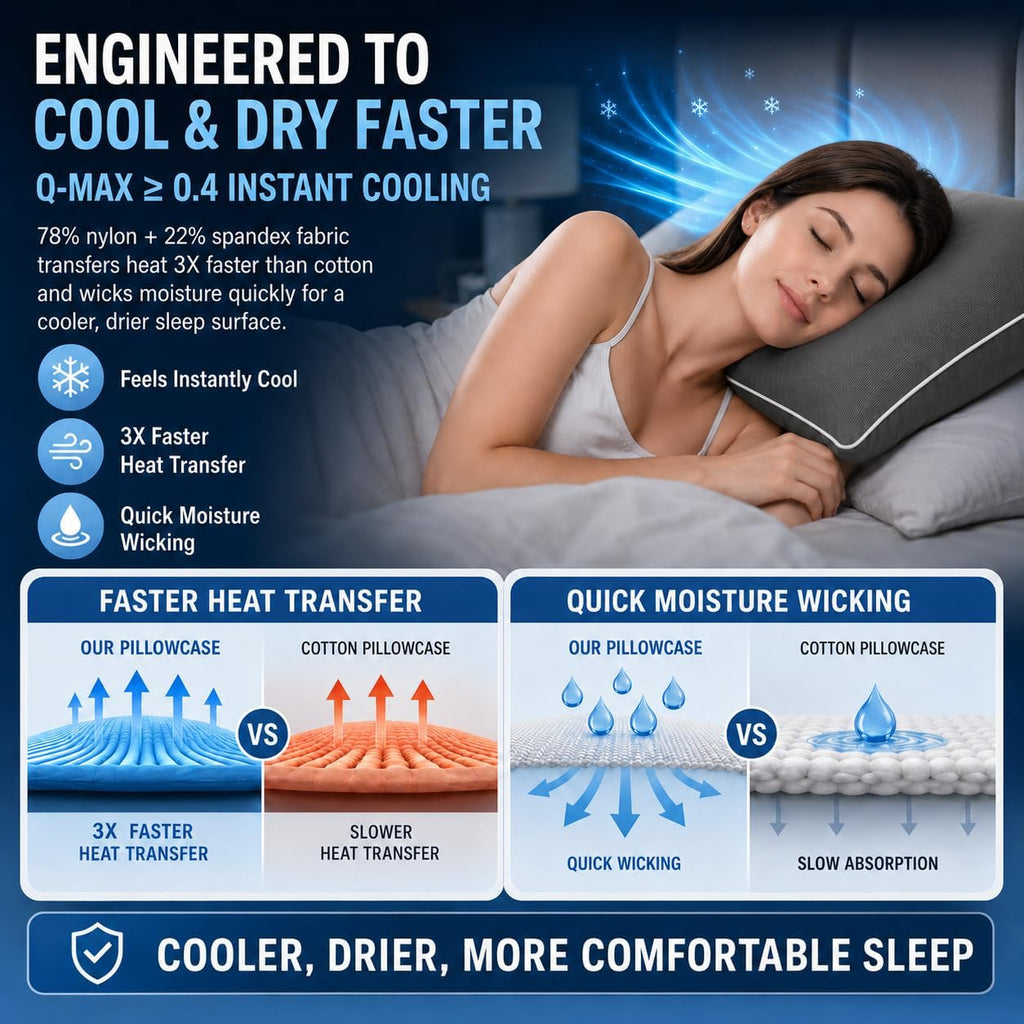 Cieltown Cooling Pillow Cases for Hot-Sleepers: Q-Max ≥0.4 Nylon Spandex Cool-to-Touch for Night Sweats - Waffle Weave for Dry & Com…