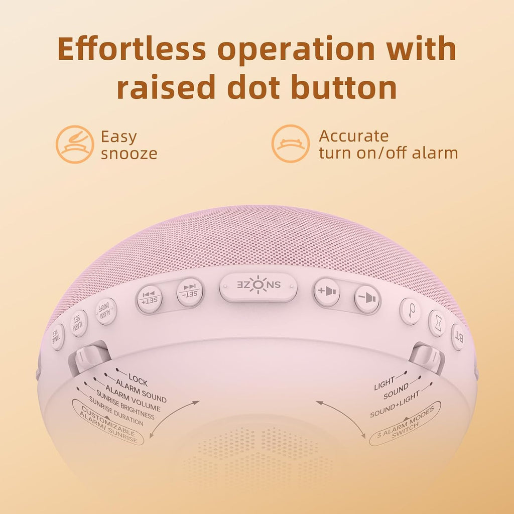 Odokee Sunrise Alarm Clock White Noise Machine: Natural Wake Up Light - Dimmable Clock with Bluetooth Speaker for Bedroom - 25 Sleep…