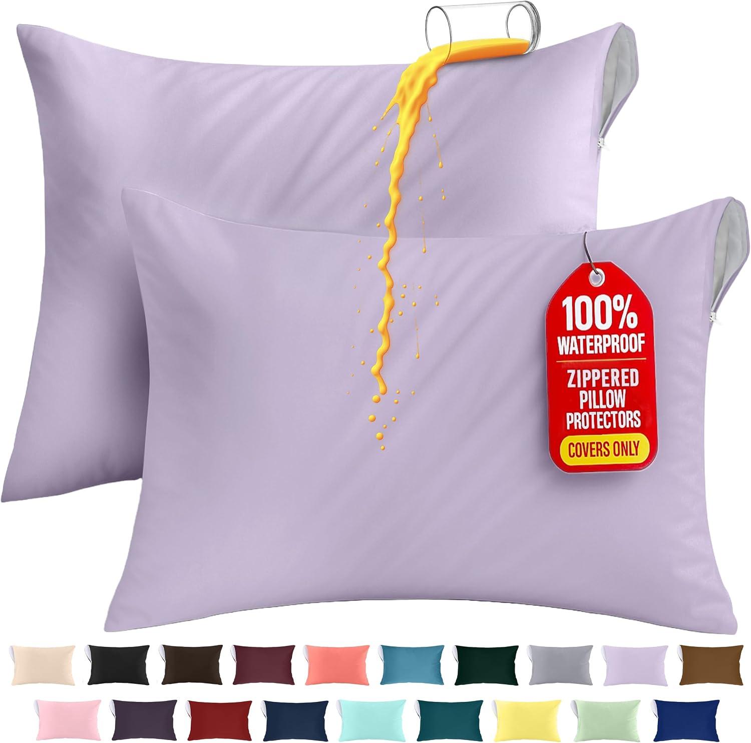 Utopiabedding Utopia Bedding 100% Waterproof Pillow Protectors with Zipper Queen Size (Set of 2), Bed Bug and Dust Mite Proof Zippered Pill…