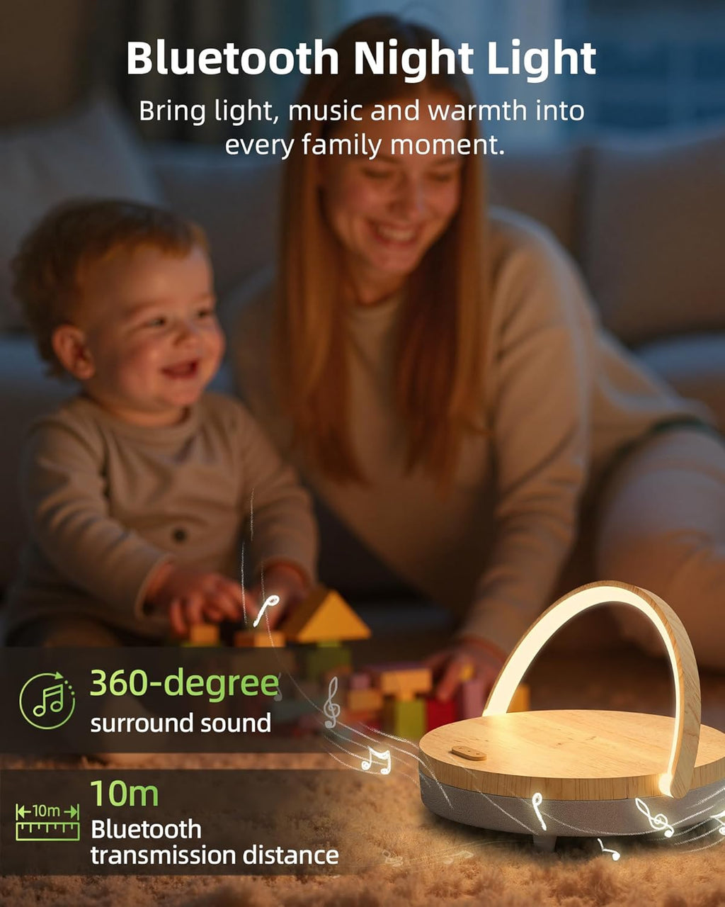 EZVALO Birthday Gifts for Women, Music Table Lamp with Wireless Charger, 4 in 1 Touch Bedside Lamp, Bluetooth Speaker, Phone Holder…