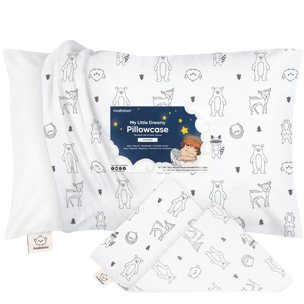 KeaBabies Toddler Pillowcase 13"x18" - Organic Cotton Toddler Pillowcase for Kids, Boys, Girls, Soft & Durable Cotton Cover for Miniature…