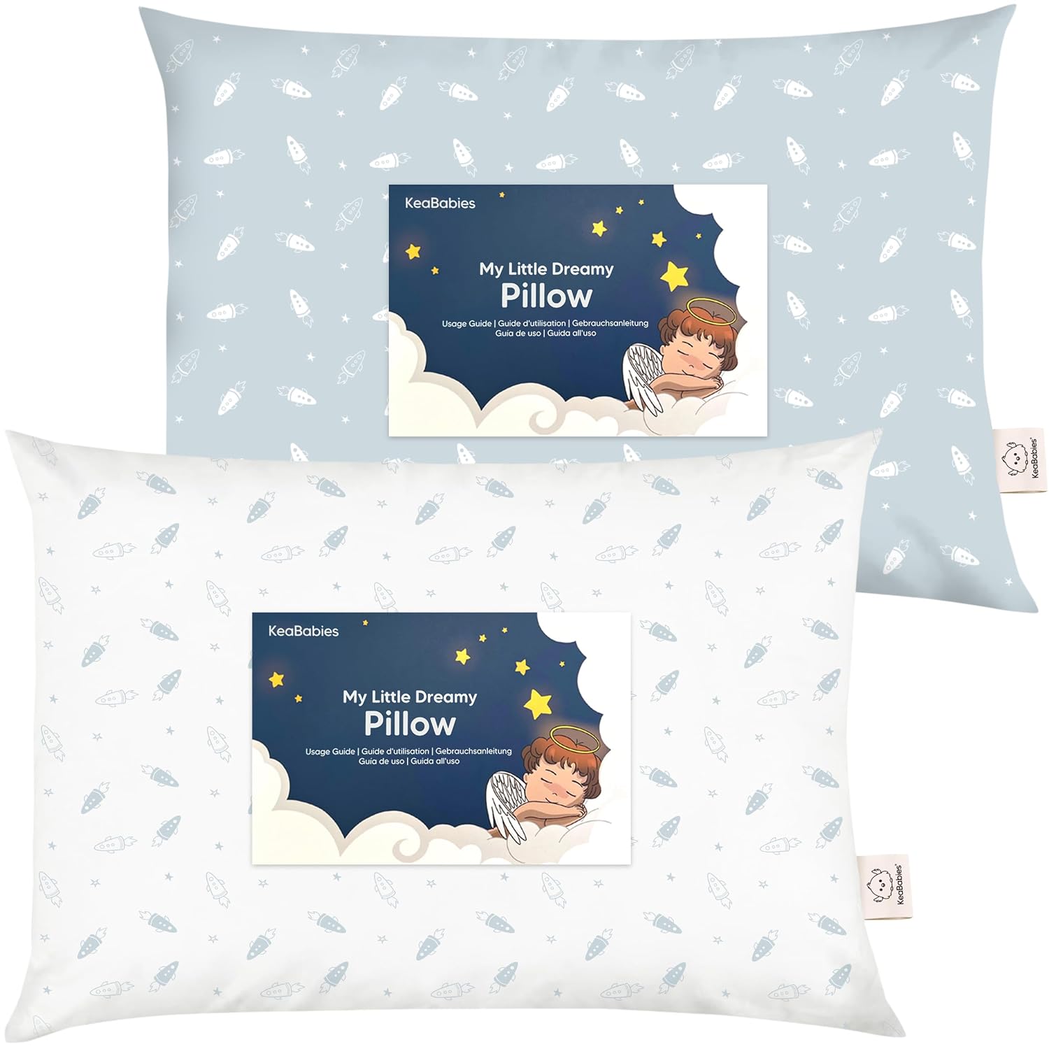 KeaBabies 2-Pack Toddler Pillows 2 Year Old to 5-13x18 Soft Organic Cotton Kids Pillow for Sleeping, Travel, School, Daycare, Nap…