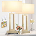Seealle 22" Tall Bedroom Lamps for Living Room - Touch Gold Bedside Lamps with USB C+A, 3 Way Dimmable for Nightstand, Modern Night…