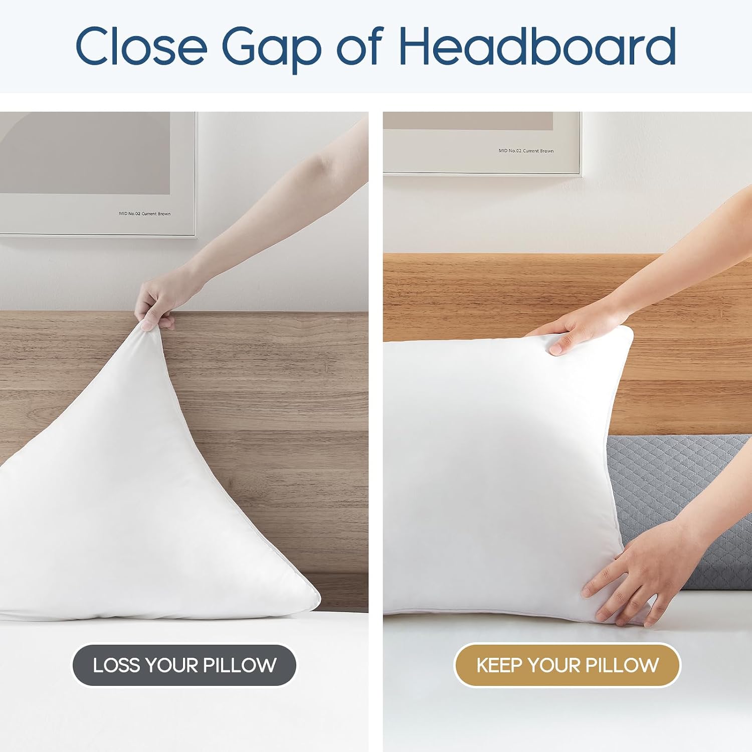 Homemate Queen Size(60"x10"x6") Bed Wedge Pillow for Headboard - Upgraded Bed Gap Filler Queen Between Mattress and Headboard - Triangle…