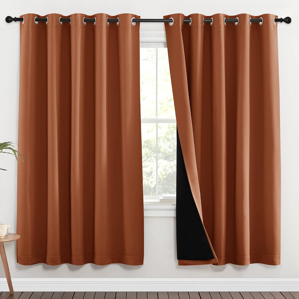 Nicetown 100% Blackout Window Curtain Panels, Full Light Blocking Drapes with Black Liner for Nursery, 72-inch Drop Thermal Insulated Drape…
