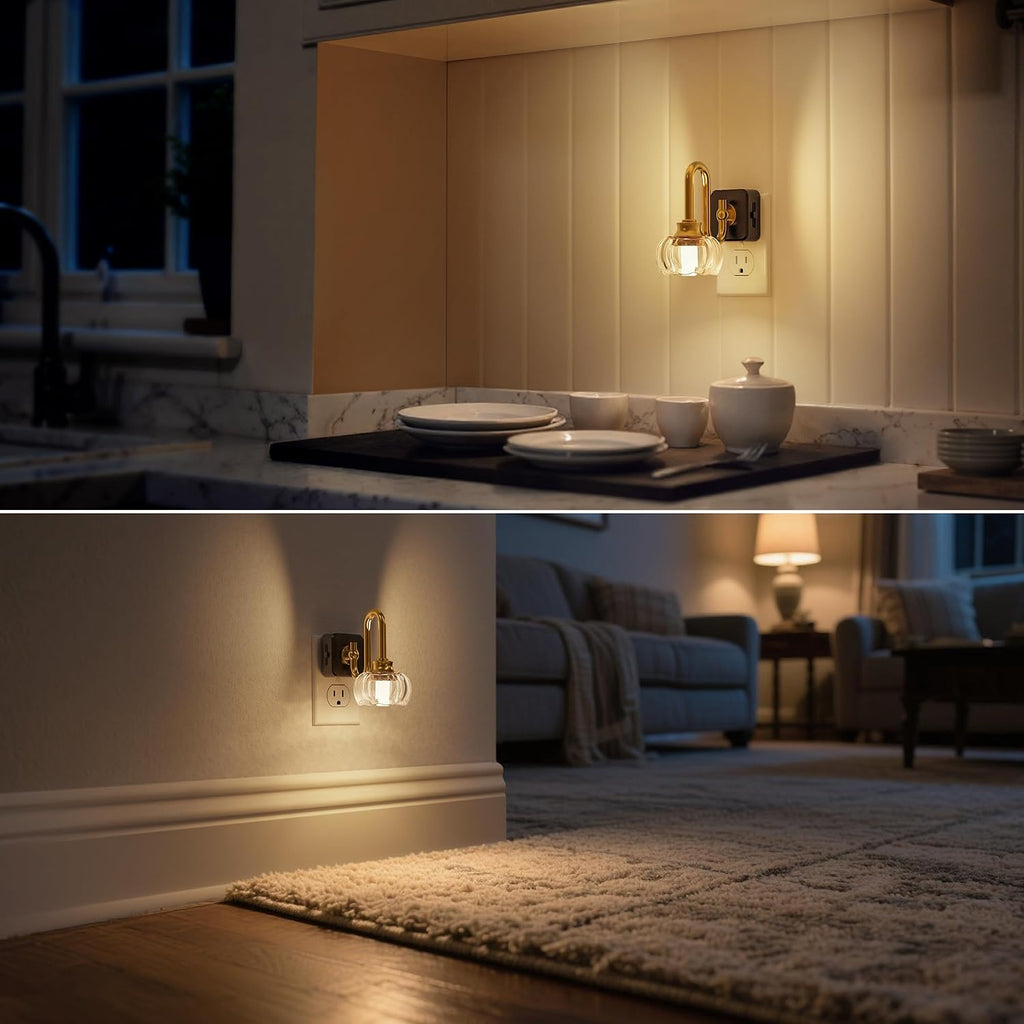 DORESshop LED Night Light[2 Pack], Night Lights Plug into Wall, 0%-100% Silde Brightness Adjustable Plug in Night Light, Dusk to Dawn Senso…