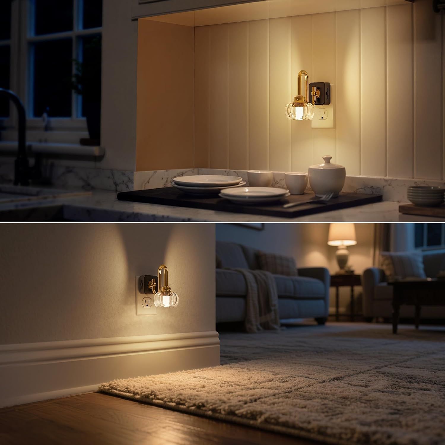 DORESshop LED Night Light, Night Lights Plug into Wall, 0%-100% Silde Brightness Adjustable Plug in Night Light, Dusk to Dawn Sensor Nightl…