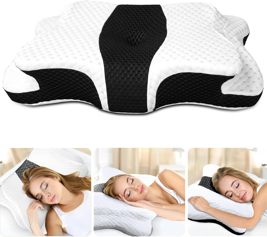 CHxxy Memory Foam Pillows, Cervical Pillow for Neck and Shoulder, Ergonomic Contour Bed Pillow, Soft for Side Sleep Stomach Sleeping and B…