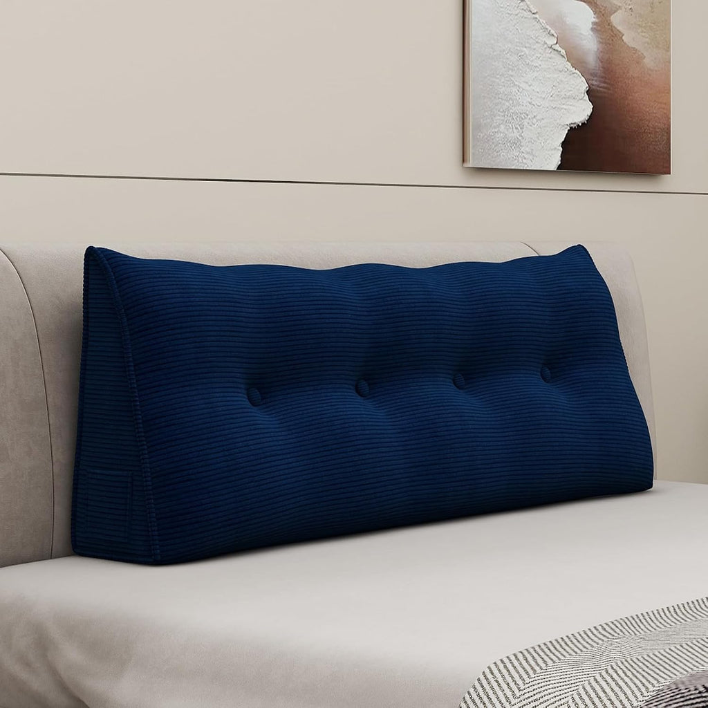Headboard Wedge Reading Pillow for Sitting Up in Bed Adult Backrest Body Support, Cloud Upholstered Cushion for Dorm Bed Headboard…