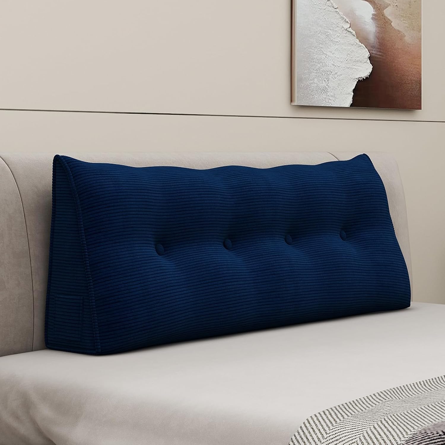 Headboard Wedge Reading Pillow for Sitting Up in Bed Adult Backrest Body Support, Cloud Upholstered Cushion for Dorm Bed Headboard…