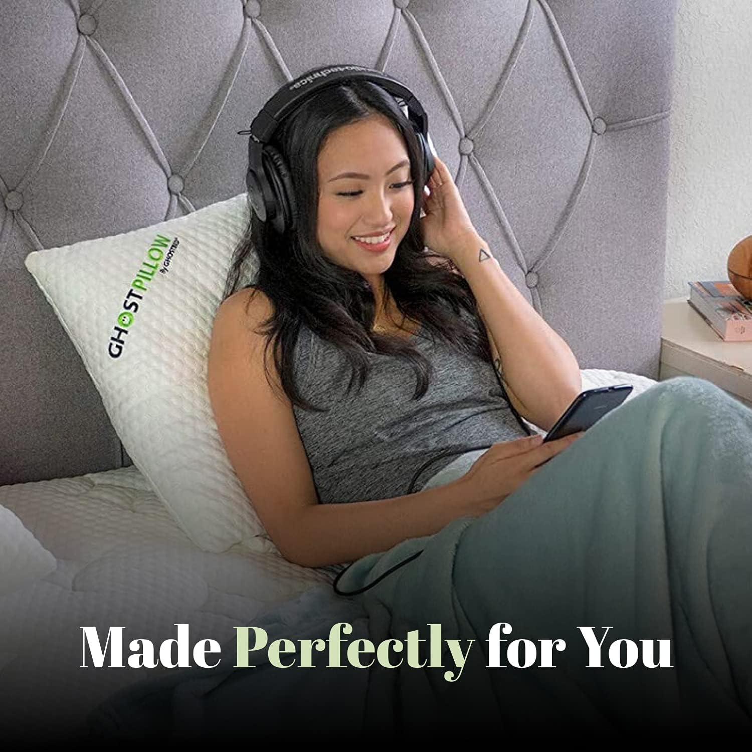 GhostBed Shredded Memory Foam Pillow with Adjustable Gel and Cooling Breathable Cover - Queen Size Shredded Pillows CertiPUR-US Certified…