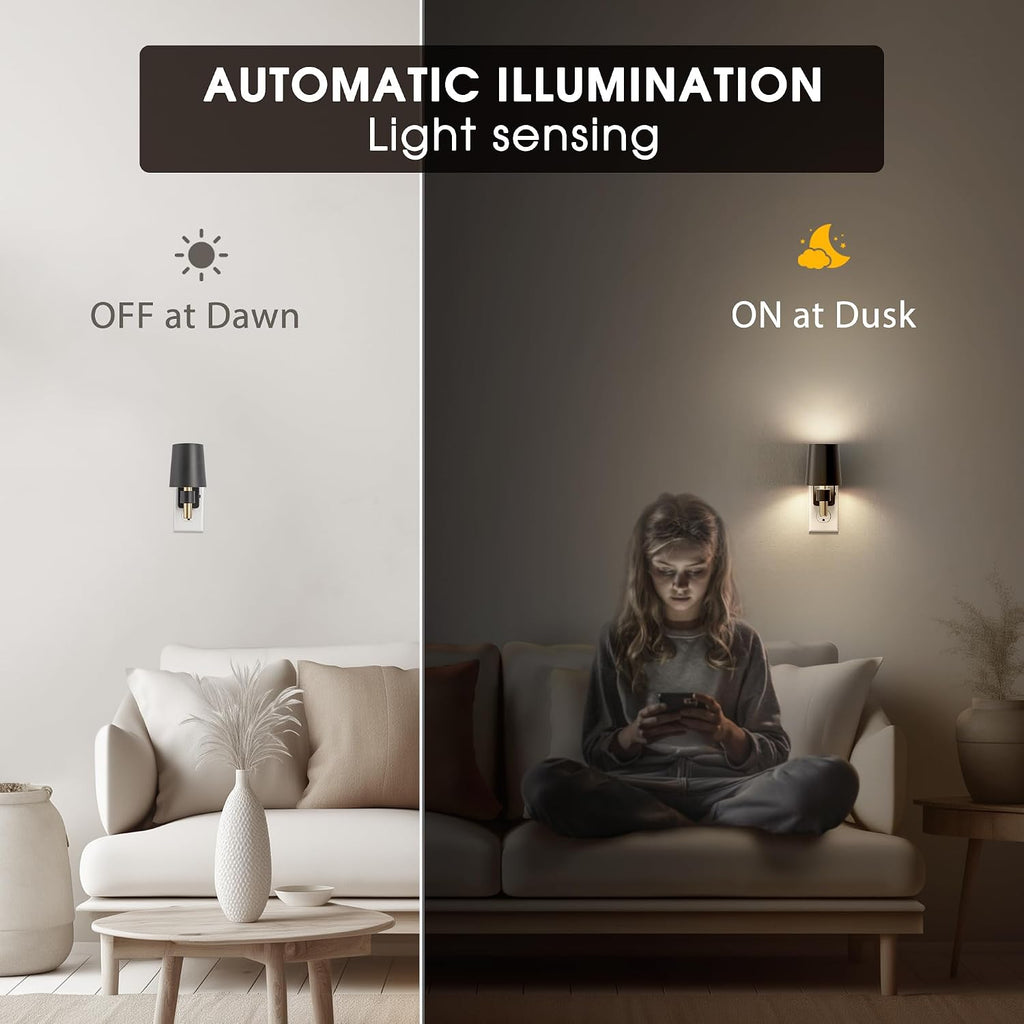 Briignite Night Light, Dimmable Night Lights Plug into Wall, Dusk to Dawn Sensor, Daylight White 5000K, 0-100LM, Plug in NightLight…