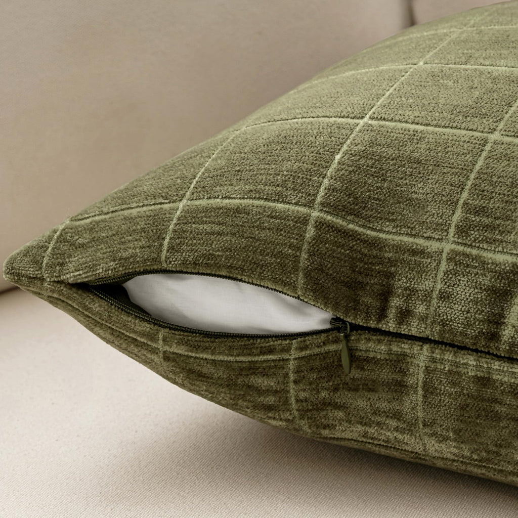 Miulee Decorative Chenille Check Throw Pillow Covers Vintage Plaid Couch Pillows 18x18 Inch Set of 2 Neutral Boho Farmhouse Cushion Covers…