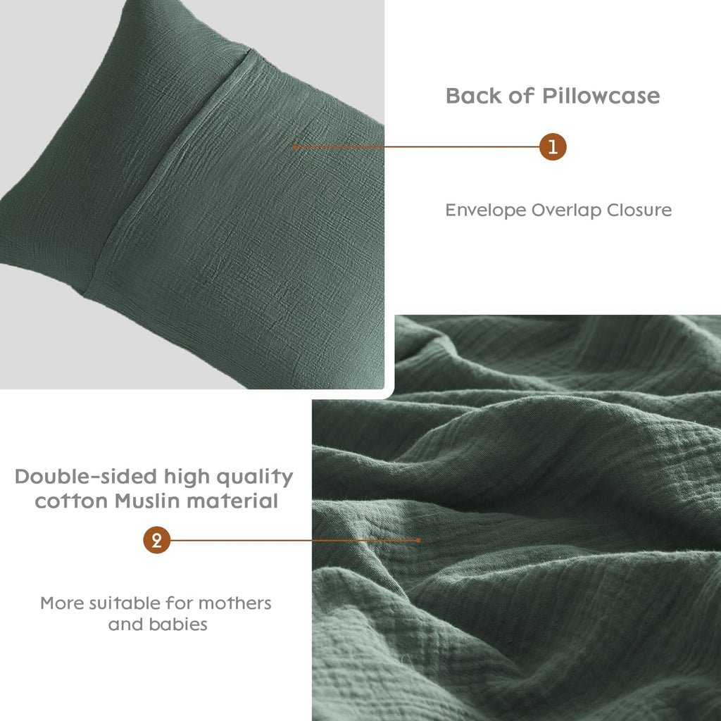 DefineCozyHealthyLife SE SOFTEXLY Muslin Pillowcases King Size 100% Cotton, 2 Pack Linen Like Pillow Shams with Envelope Closure, Ultral So…