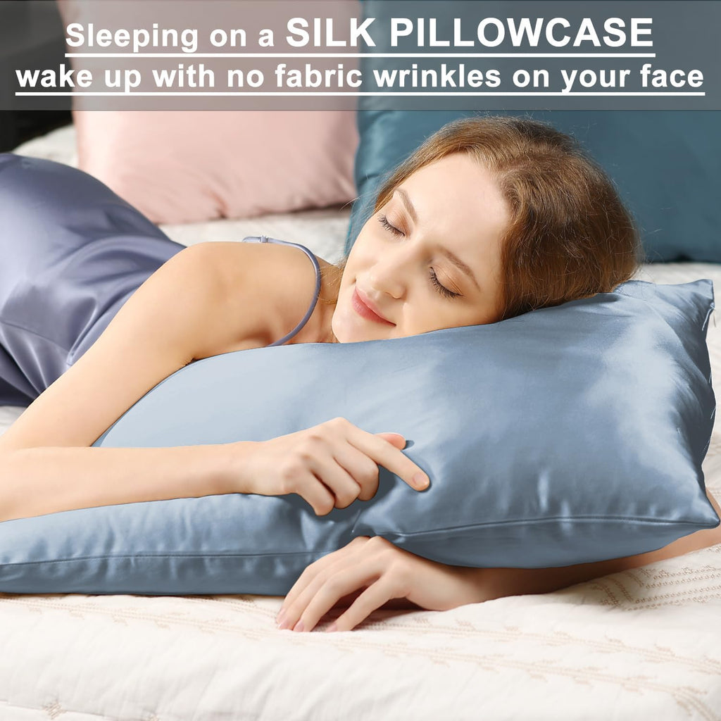Ravmix Silk Pillow Cases with Zipper, 21momme Mulberry Silk Pillowcase for Hair Skin everyday comfort, Soft Smooth Breathable Cool Pillow…