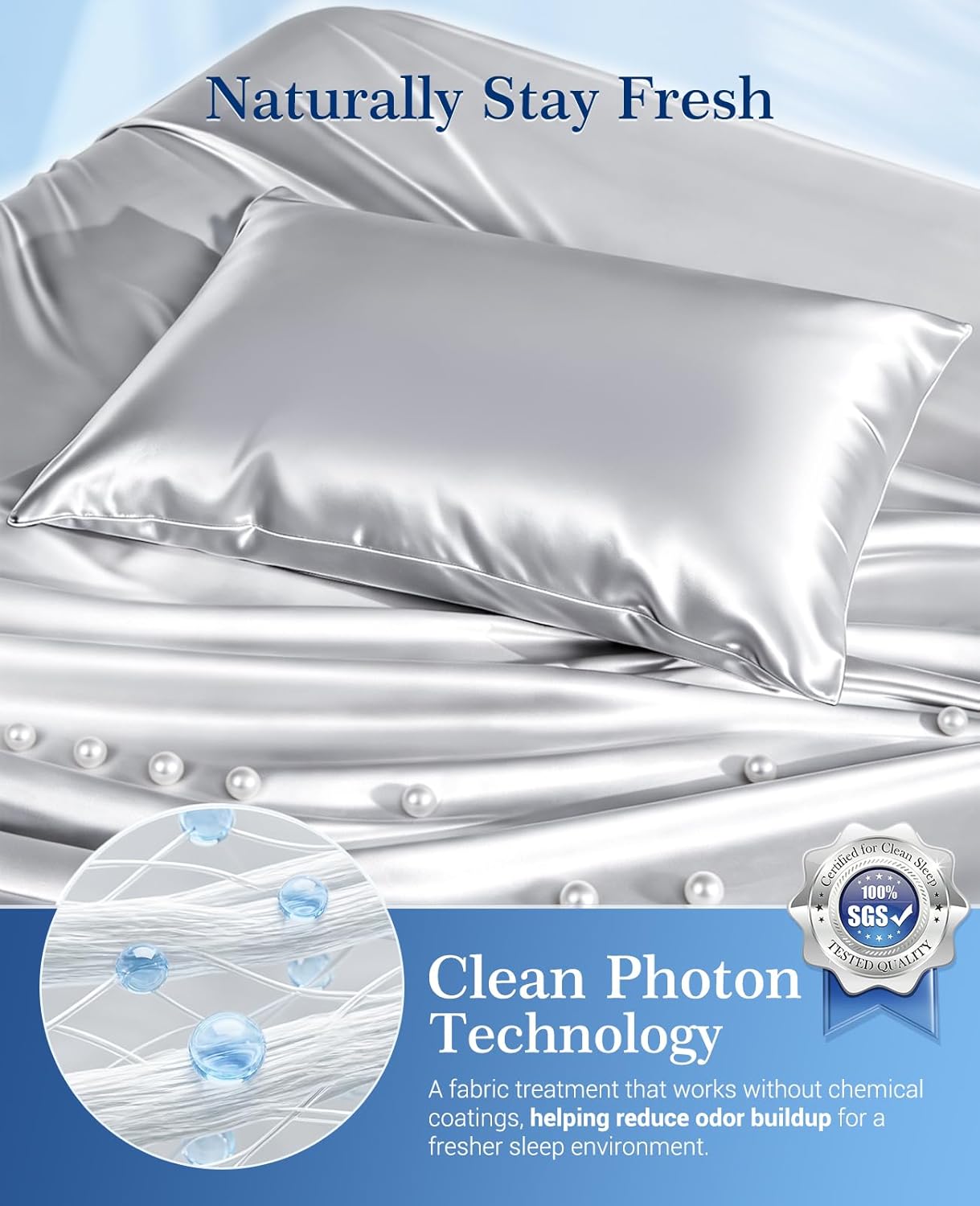 Elegear Cooling Pillow Cases Set of 2 for Hot Sleepers, Soft Silky Satin Pillowcase for Hair & Skin, Upgraded Arc-Chill Cooling Satin…