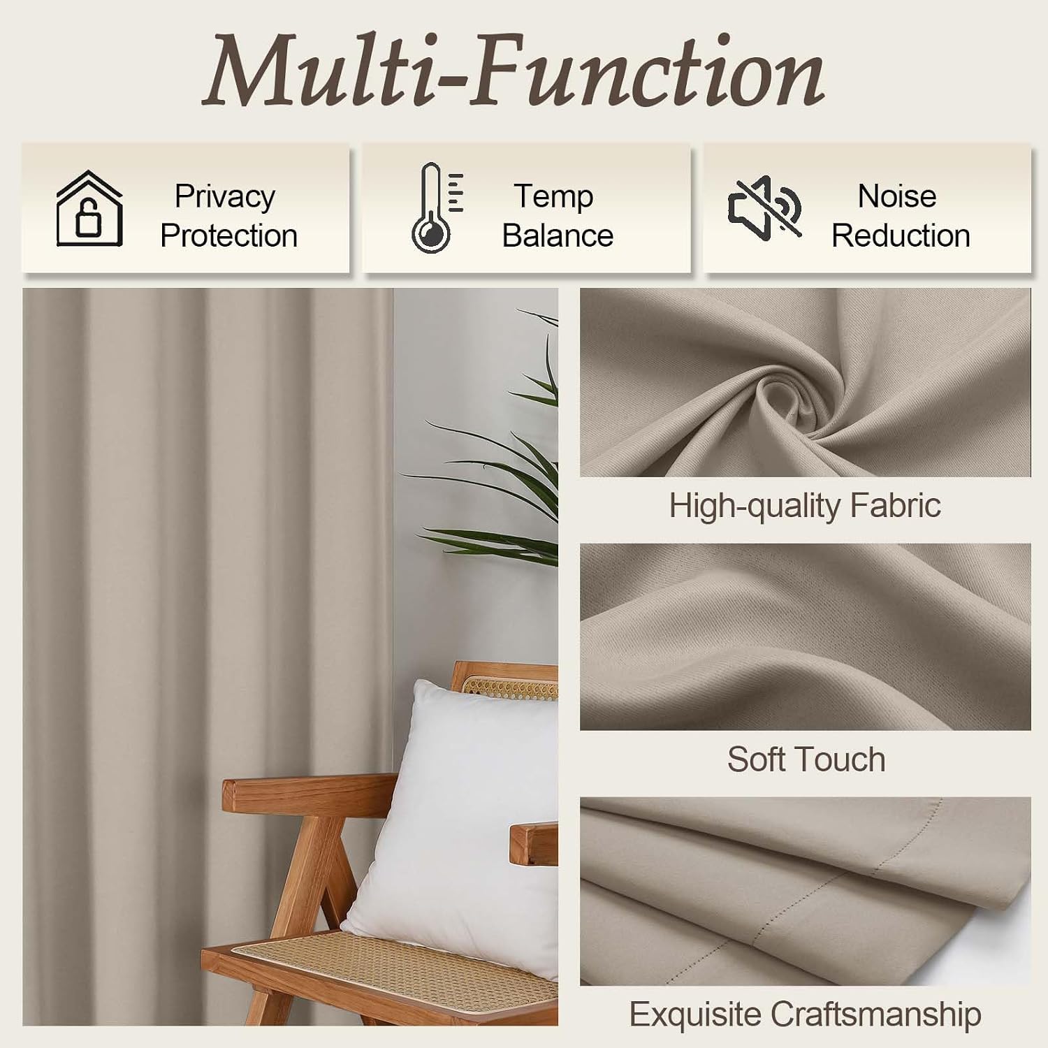 Gwine Stone Blackout Curtains for Living Room 72 inches Long, Noise Reducing Room Darkening Window Treatment Curtains for Bedroom…