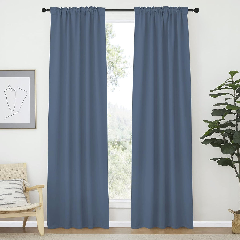 Nicetown Living Room Darkening Curtains - (Stone Blue Color) W42 x L70, Set of 2, Home Decor Room Darkening Thermal Insulated Drapery Panel…