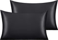 Ntbay 2 Pack Satin Queen Pillowcases for Hair and Skin, Luxurious and Silky Pillow Cases with Envelope Closure, 20x30 Inches, Black 2 Pack…