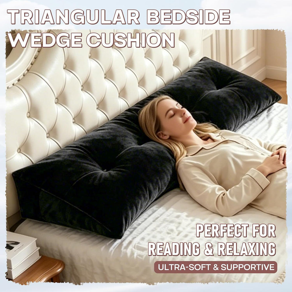 Scnut Headboard Pillow Queen, Triangle Wedge Pillow for Headboard, Ergonomic Backrest Cushion for Reading Sitting Working Removable Crystal…