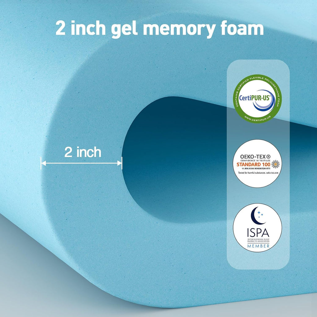 Dual Layer 3 Inch Memory Foam Mattress Topper Queen Size, 2 Inch Gel Memory Foam Plus 1 Inch Cooling Pillow Top Mattress Pad Cover, with…