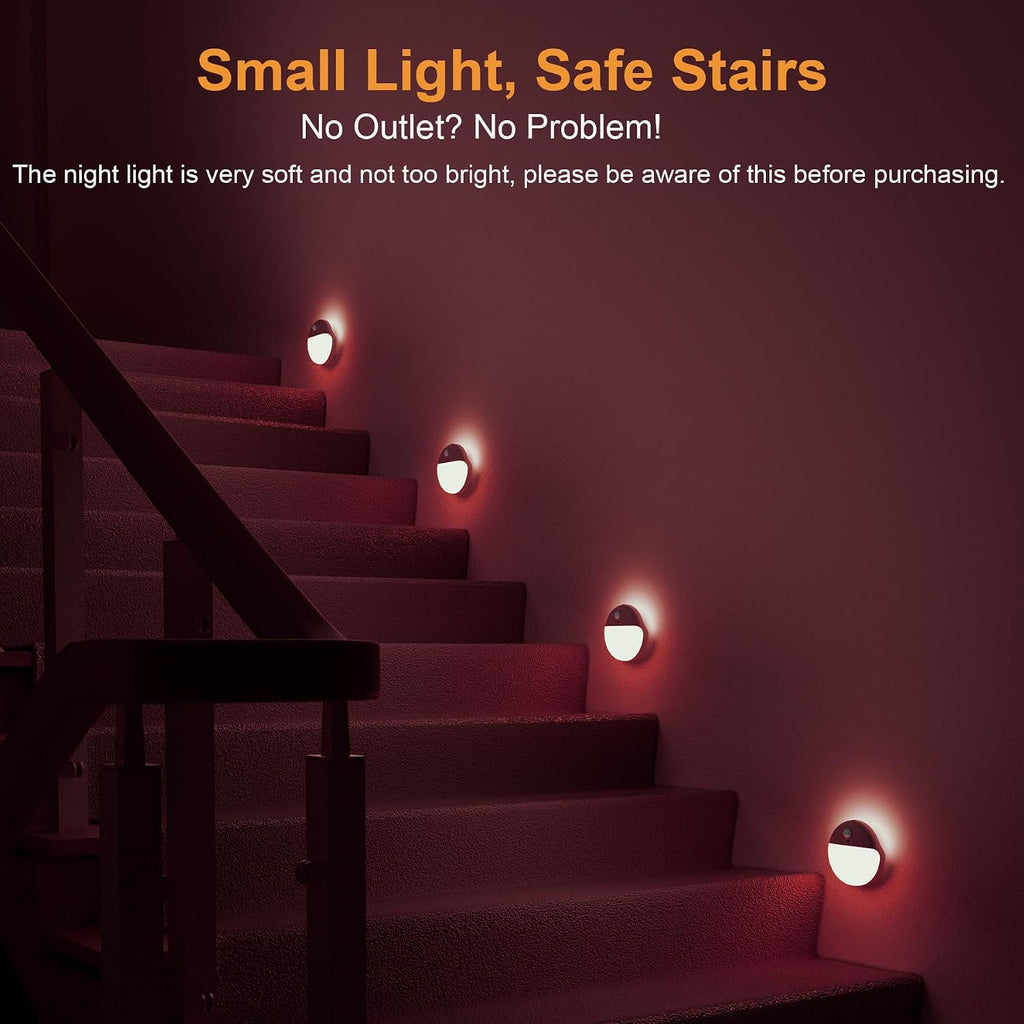 YUNLEX 2 Pack Red Night Light, Battery Operated Night Light, 2.6" Small Sticky Lights, Dimmable Motion Sensor Light, 3 Light Modes…