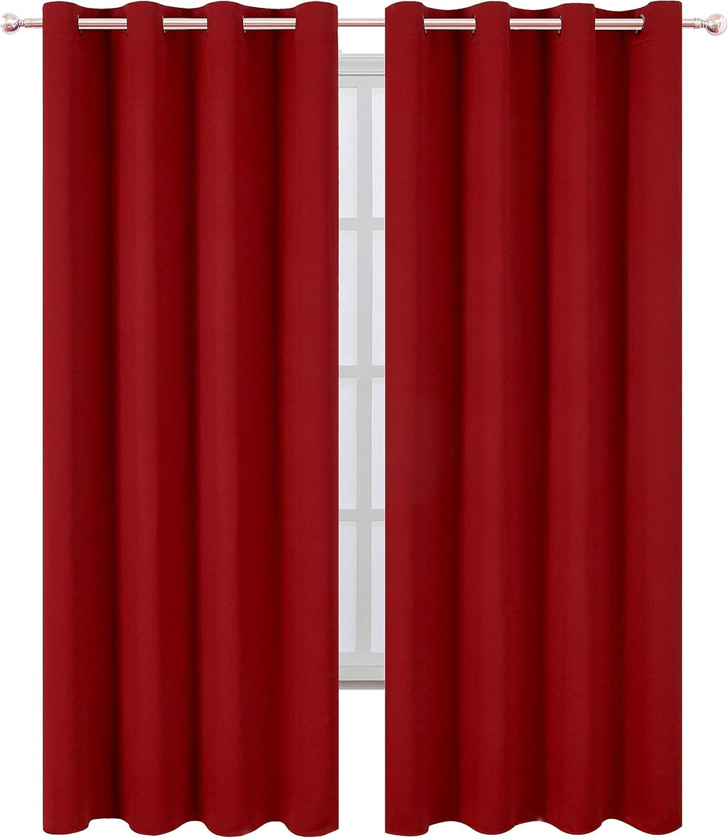 Lemomo Red Thermal Blackout Curtains/52 x 108 Inch/Set of 2 Panels Room Darkening Curtains for Bedroom 108 Inch Red