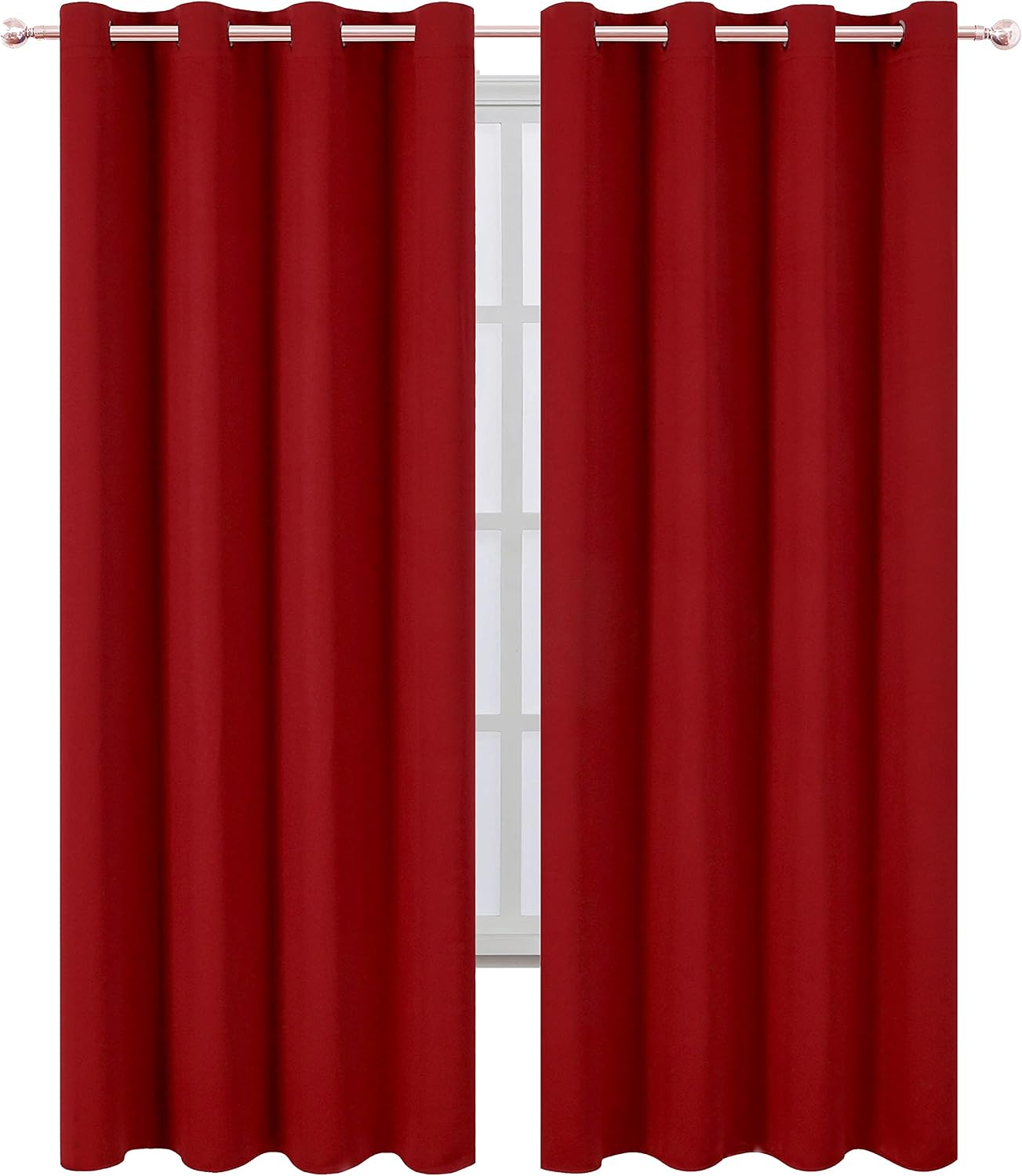Lemomo Red Thermal Blackout Curtains/52 x 108 Inch/Set of 2 Panels Room Darkening Curtains for Bedroom 108 Inch Red