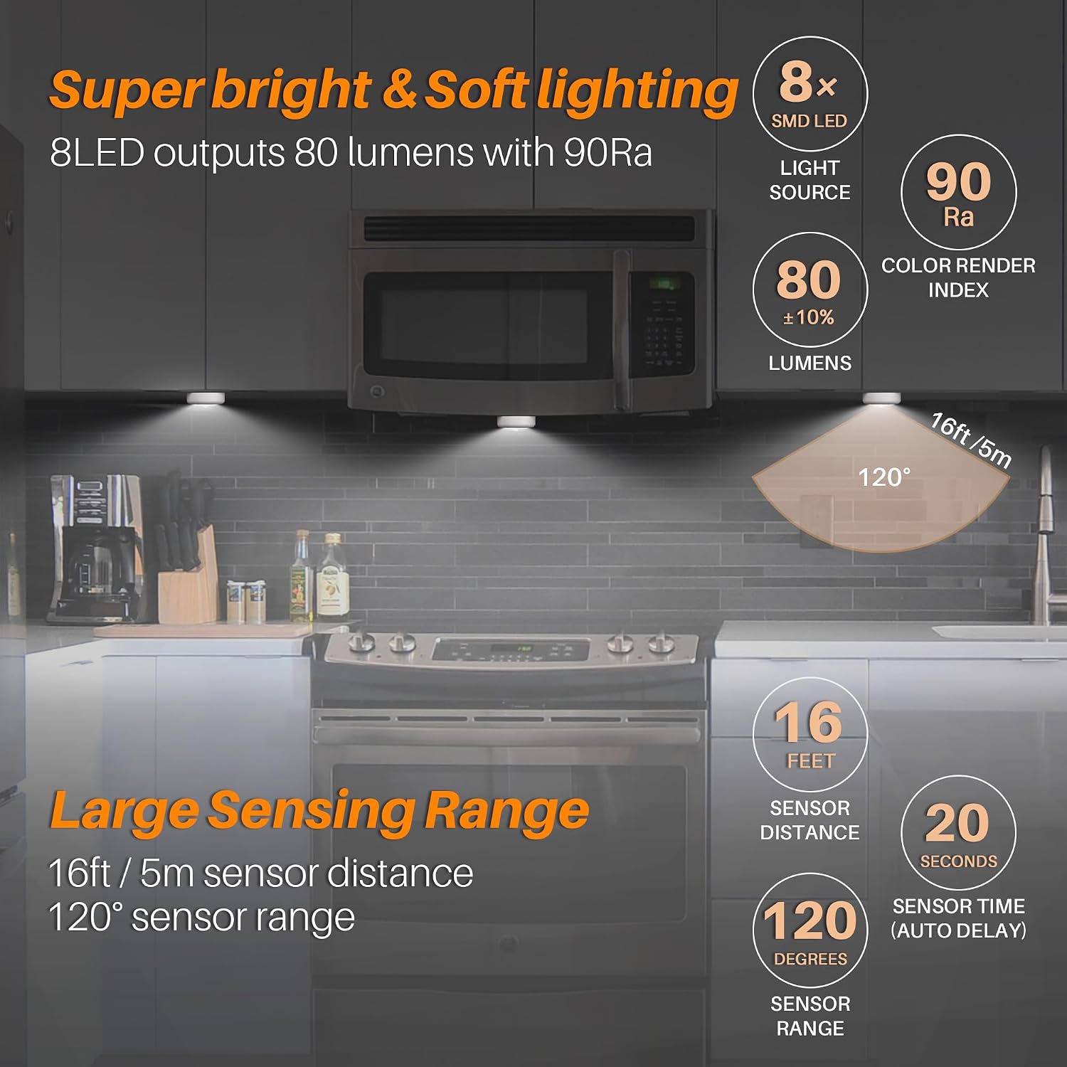 STAR-SPANGLED 3 Pack 3.1” Motion Sensor Lights Indoor AA Battery Operated, Stick on LED Puck Light for Closet, Stairs, Under Cabinet…