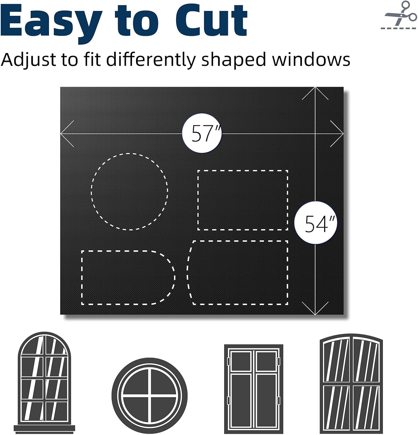 Nighton Portable Blackout Curtains 54"×59", Strong Hook and Loop Tape Strips with Adhesive, Cuttable Blackout Window Cover, 100% Black Out…