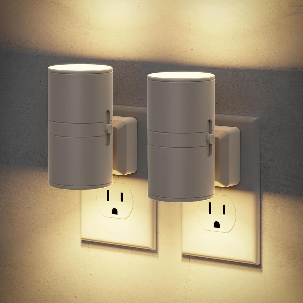 JandCase Night Lights Plug into Wall, Dimmable Gray Night Lights with Dusk to Dawn Light Sensor, Soft White 3000K, 0-100LM Adjustable…