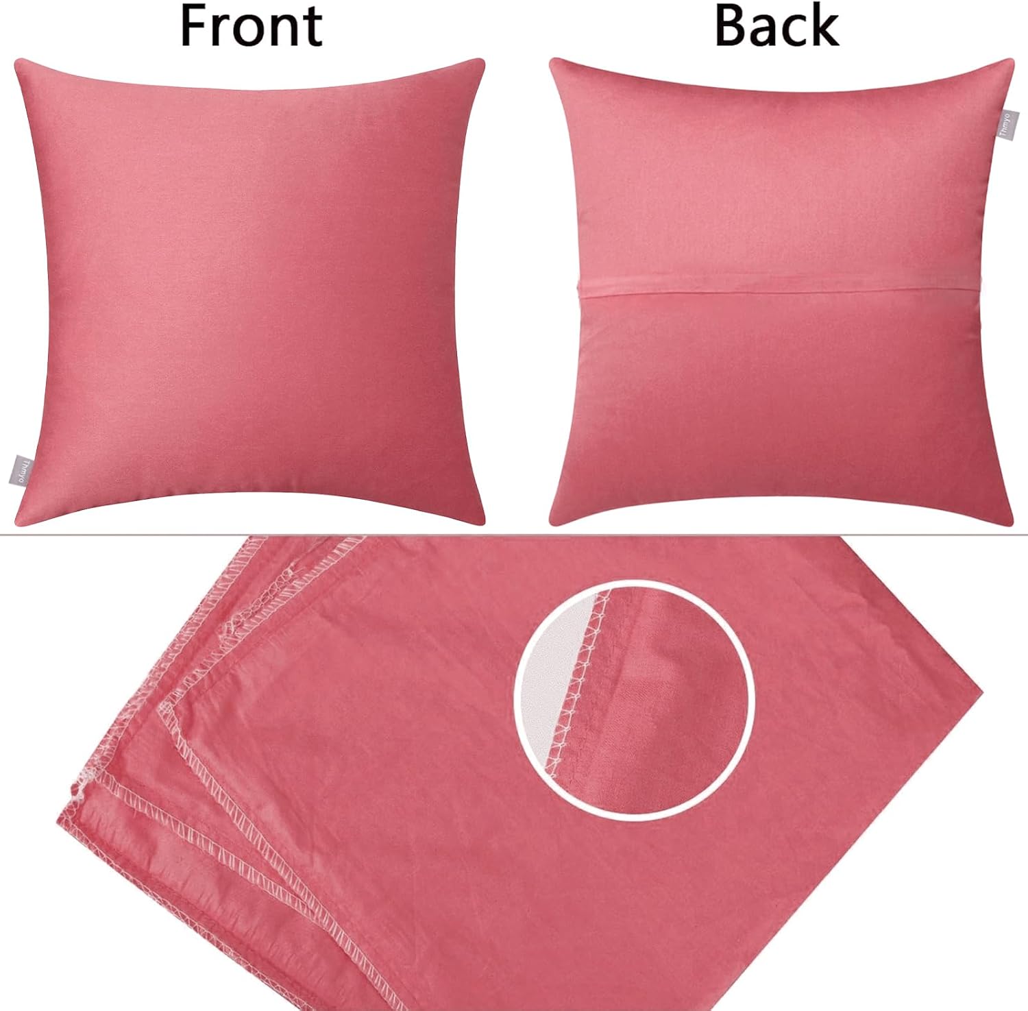 Thmyo 4-Pack 100% Cotton Comfortable Solid Decorative Throw Pillow Case, Square Cushion Cover Pillowcase Sublimation Blank Pillow Covers DI…