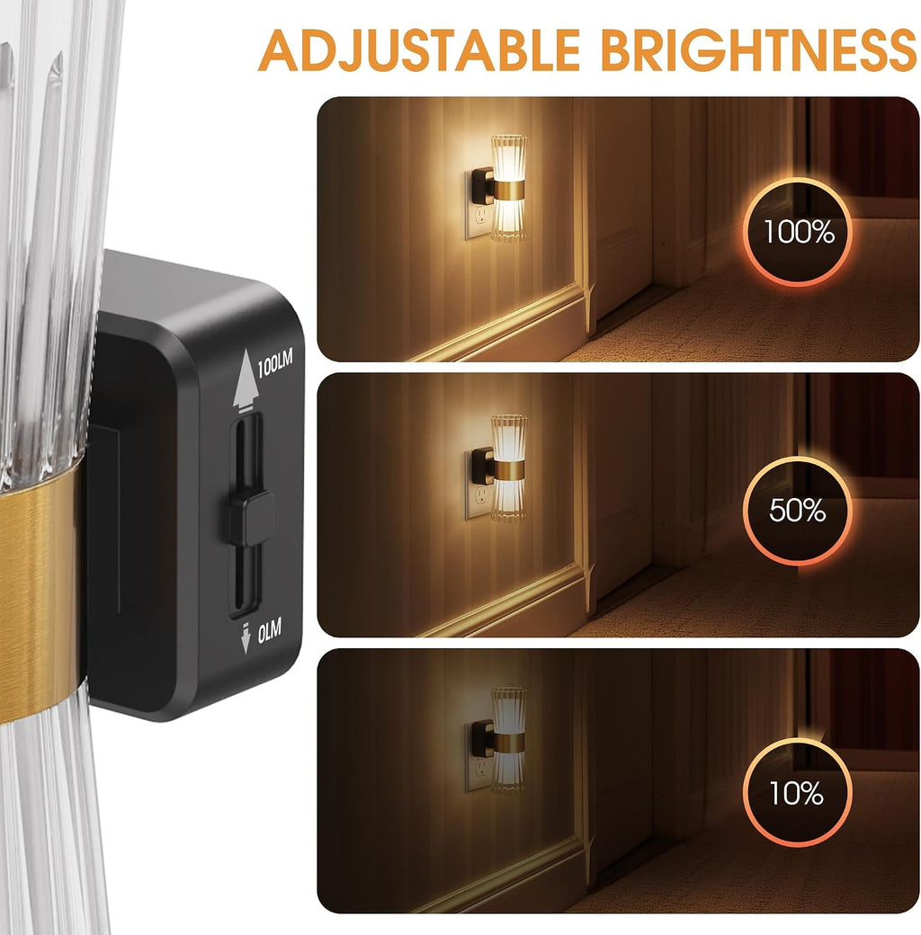 Briignite Night Light Plug into Wall, 2 Pack, 320° Rotation Night Light with Dusk to Dawn Light Sensor, Soft White 3000K, 0-100LM…