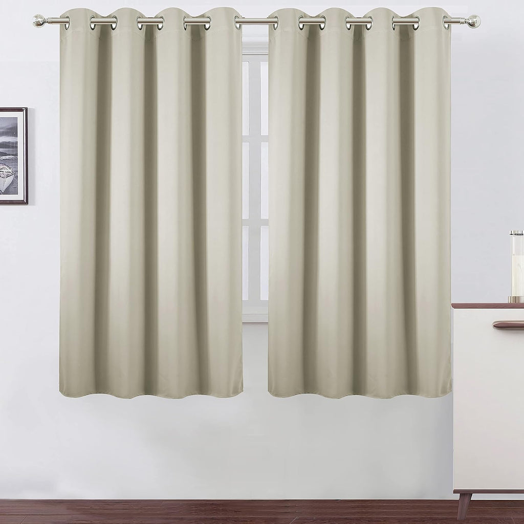 Lemomo Light Beige Thermal Blackout Curtains/52 x 63 Inch/Set of 2 Panels Room Darkening Curtains 63 Inch silver