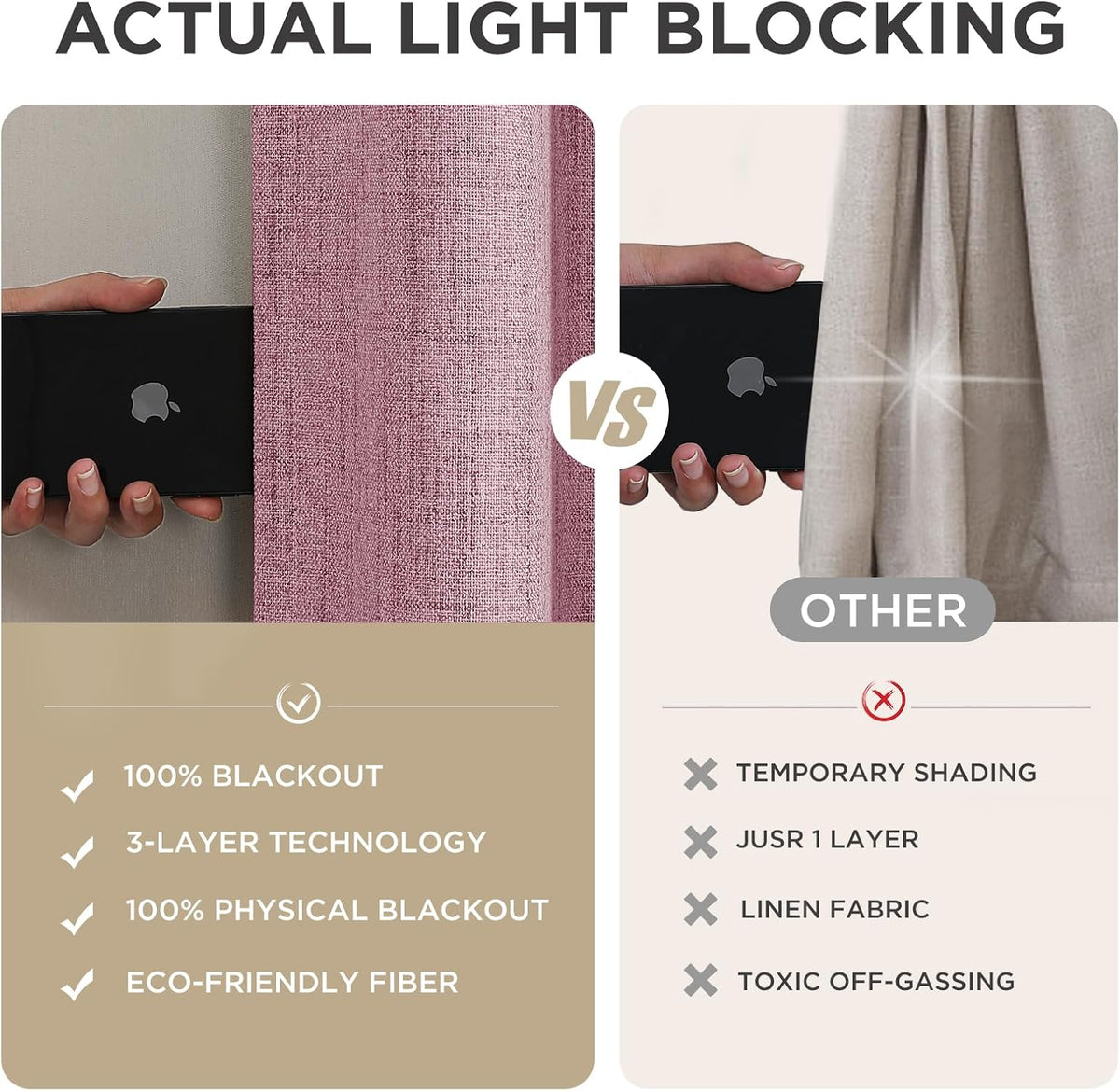 Joydeco Blackout Curtains for Bedroom - 120 Inch Long 100% Light Blocking 2 Panels Set Pink Drapes, Thermal Insulated Room Darkening Curtai…